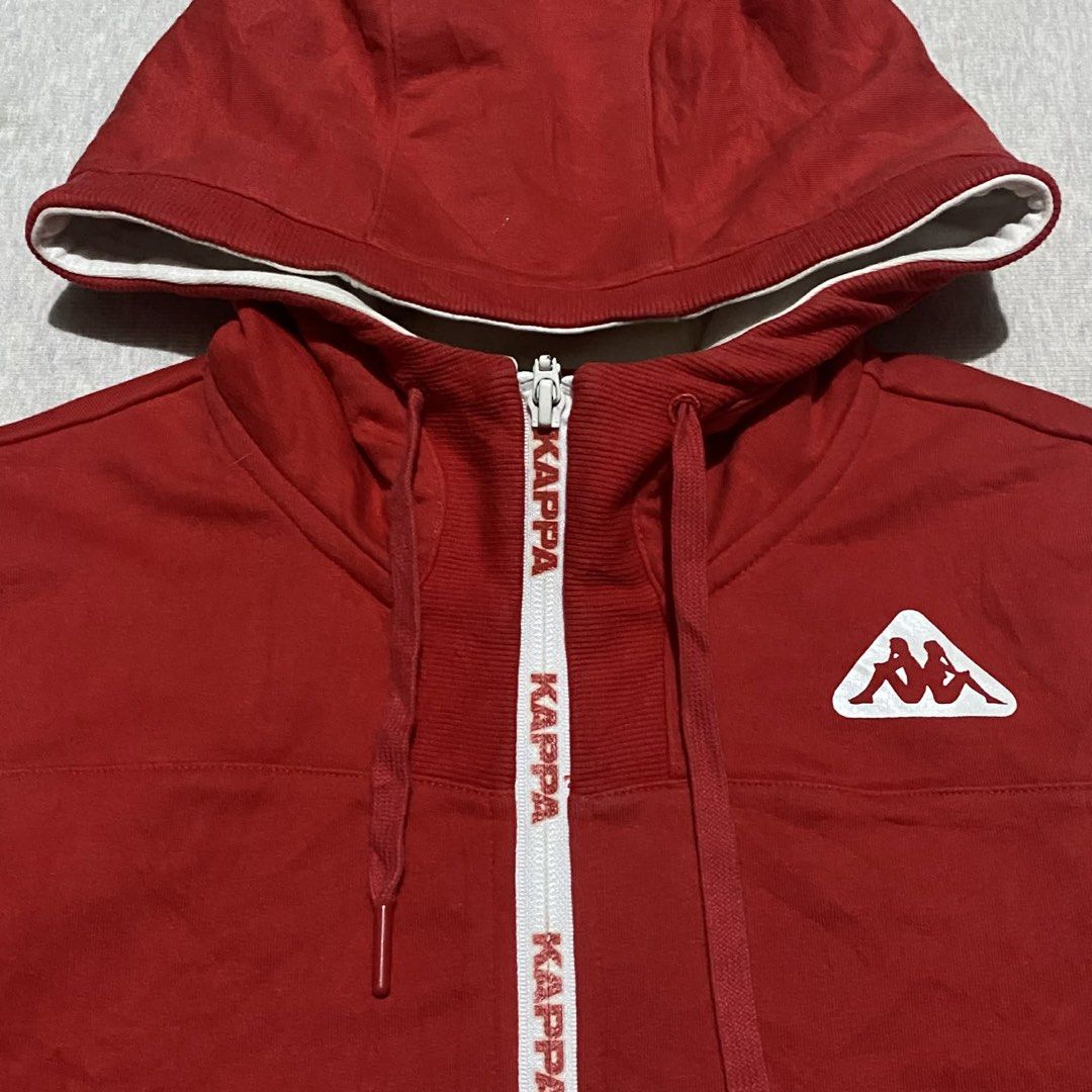 Kappa (Category: Coats, Jackets and Outerwear) located in Mabalacat. Submitted by stellargarments (Listing ID 1467347561, Image 3). Description: Length : 25 Width : 19 Condition : 9.5/10 super nice fitting solid logos pati sa zipper part✅ red colorway super nice & kinis! very comfy & smooth on skin need wash fresh from bale.