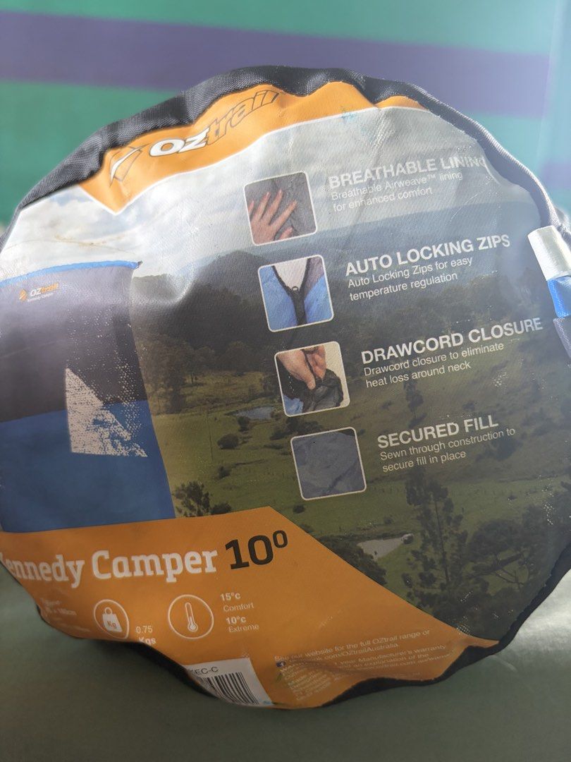 Kennedy Camper Sleeping Bag (Category: Travel Essentials & Accessories) located in Manila. Submitted by piarandomstuff (Listing ID 1467192413, Image 2). Description: Details and Measurement: -Kennedy Camper -Zippered | 70 x 180 cm -Open | 140 x 180 cm -Kg | 0.75 kg -15° comfort | 10° Extreme. 🏕️ Stay cozy wherever the trail takes you! 🌲 Perfect for hiking, camping, and mountain adventures. .