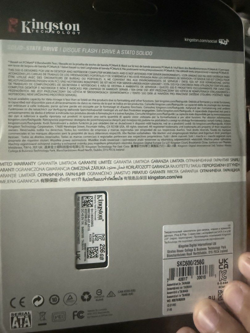 Kingston KC600 256GB SSD (Category: Hard Disks & Thumbdrives) located in Quezon City. Submitted by jaski23 (Listing ID 1467216646, Image 2). Description: - Brand: Kingston KC600 SSD - Capacity: 256GB storage - Speed: SATA Rev. 3.0 (6Gb/s) - up to 15x faster than 7200RPM HDDs - Condition: Brand new, sealed in original blister packaging - Warranty: 5-year limited manufacturer warranty with free technical support included.