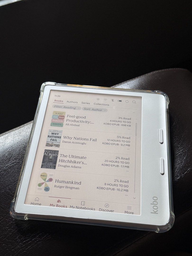 Kobo Libra Colour (Category: E-Readers) located in Manila. Submitted by arcarfajar74976 (Listing ID 1467223248, Image 1). Description: Selling my Kobo Libra Colour 32gb No box, but comes with the clear case, 2 covers, and the pouch I got off Sh0pee RFS: Want to downsize to a Kobo Clara BW again, I prefer the smaller size :-) Meetups in QC (Ever Commonwealth, UP Town Center, SM North and nearby areas) MOP GCash or online bank transfer.