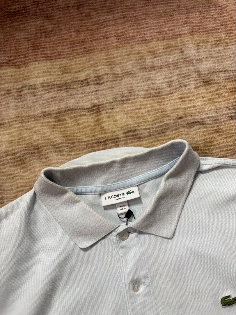 Lacoste Slimfit Mint Blue Poloshirt (Category: Tshirts & Polo Shirts ) located in Antipolo. Submitted by thearchivesproject (Listing ID 1467312775, Image 3). Description: 22 width 28 length.