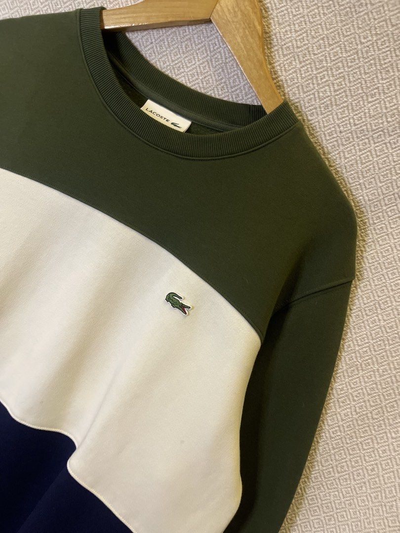 Lacoste tritone crewneck (Category: Coats, Jackets and Outerwear) located in Manila. Submitted by hypestock_mnl (Listing ID 1467230919, Image 3). Description: - stylish - perfect for casual wear - great fit - in good condition - minimal signs of usage - 9/10 - sun fade - money worth! - see pics for details/issue.