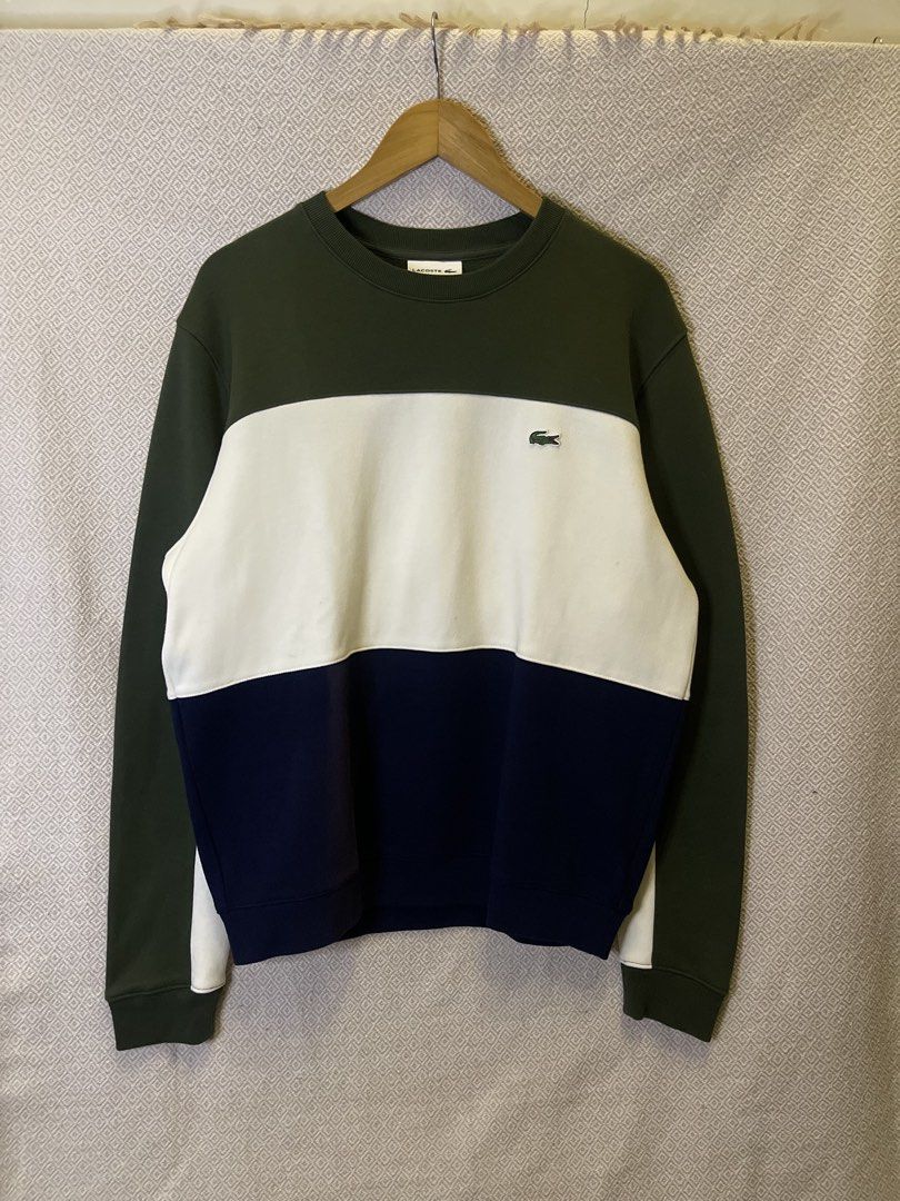 Lacoste tritone crewneck (Category: Coats, Jackets and Outerwear) located in Manila. Submitted by hypestock_mnl (Listing ID 1467230919, Image 1). Description: - stylish - perfect for casual wear - great fit - in good condition - minimal signs of usage - 9/10 - sun fade - money worth! - see pics for details/issue.