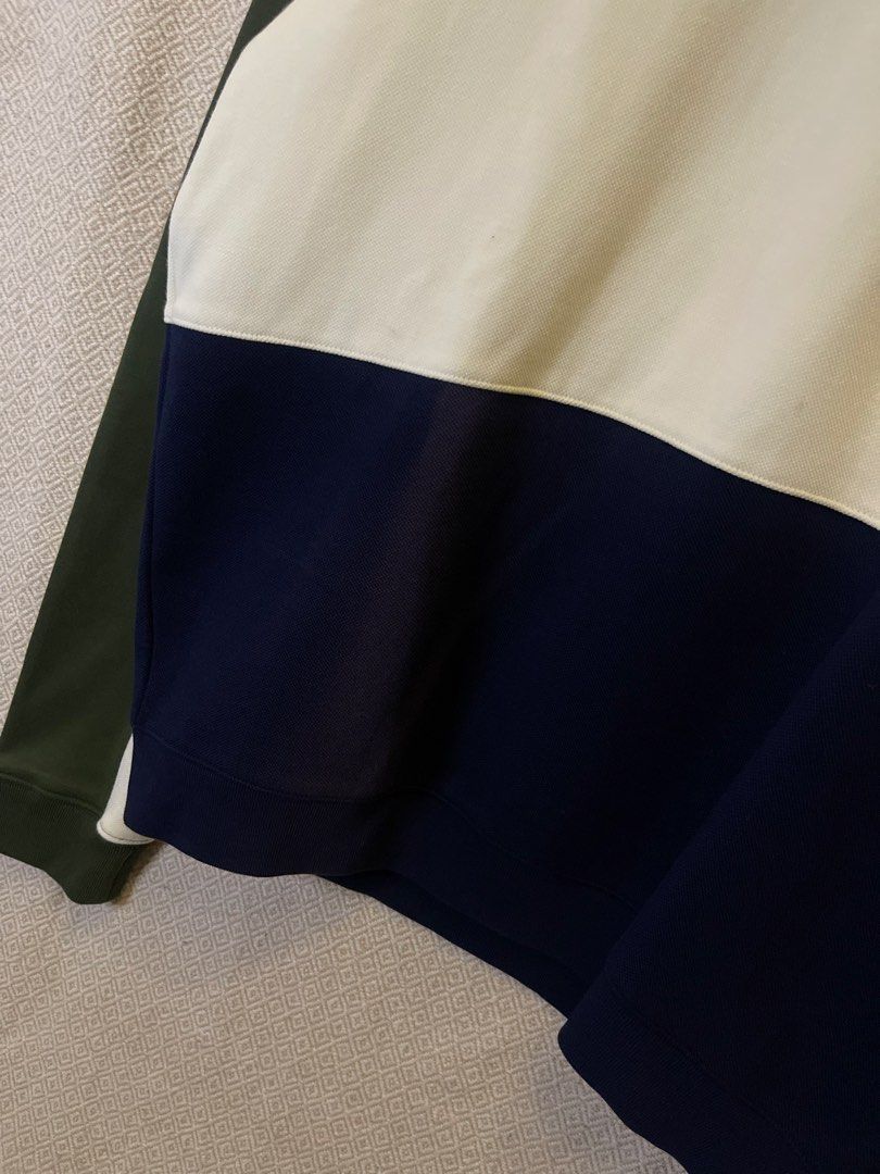 Lacoste tritone crewneck (Category: Coats, Jackets and Outerwear) located in Manila. Submitted by hypestock_mnl (Listing ID 1467230919, Image 2). Description: - stylish - perfect for casual wear - great fit - in good condition - minimal signs of usage - 9/10 - sun fade - money worth! - see pics for details/issue.
