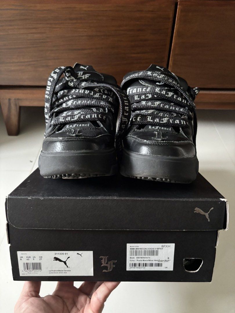LaMelo Ball’s Puma LaFrancé (Category: Dress Shoes) located in Makati City. Submitted by allaboutthrift199x (Listing ID 1467325402, Image 1). Description: LaFrancé Black Chrome Sneakers Unisex 3x used only malling Very good condition 9.5/10 With Box 4000 + SF Taguig City Pwede din pick up sa malapit PM!.