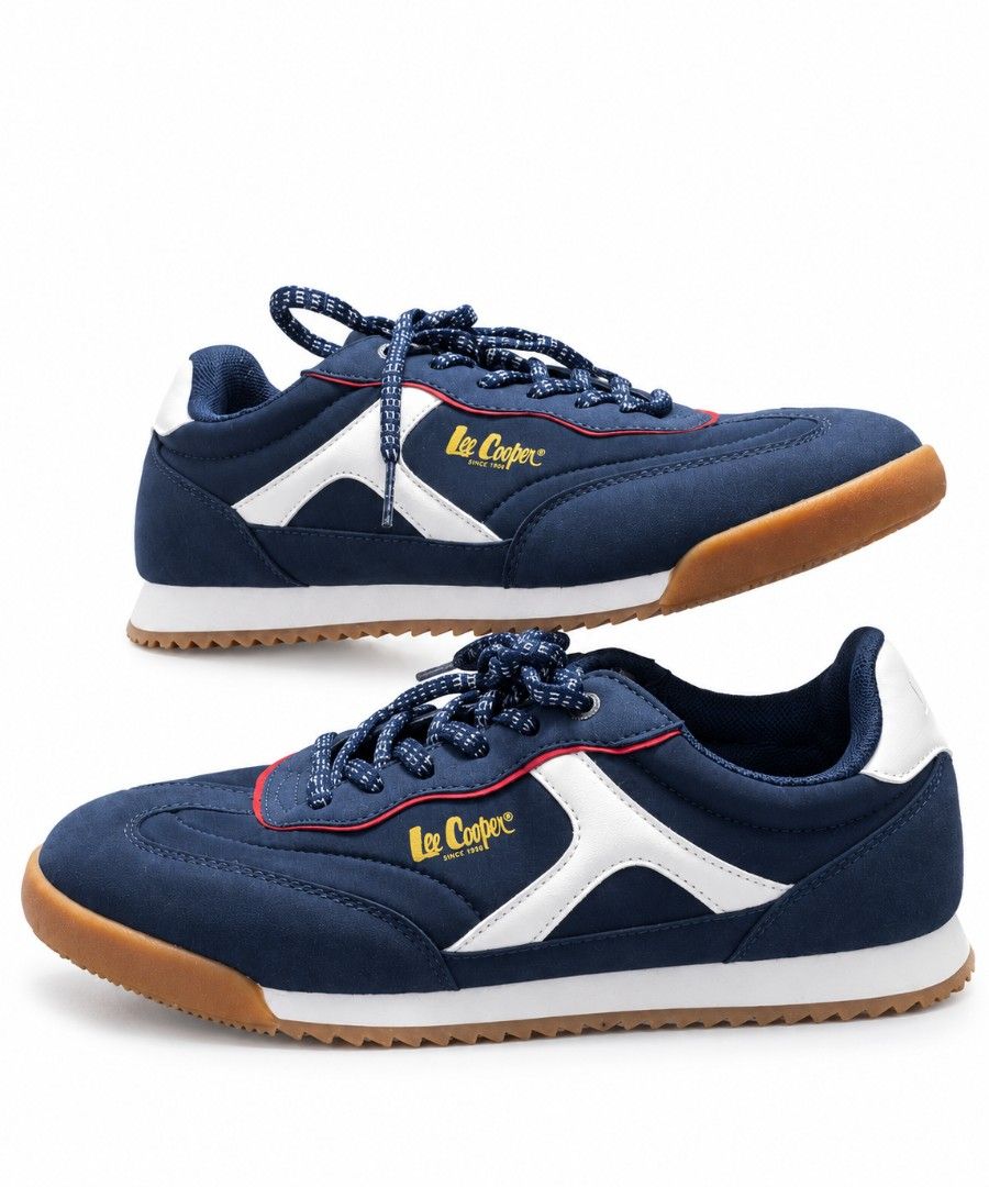 Lee coopers (Category: Sneakers) located in Manila. Submitted by reytambuco24 (Listing ID 1467312485, Image 1). Description: Color: Navy Blue / White / Red Brand: Lee Cooper Style: Casual Retro Sneakers Closure: Lace-Up Sole: White Midsole with Gum Outsole.