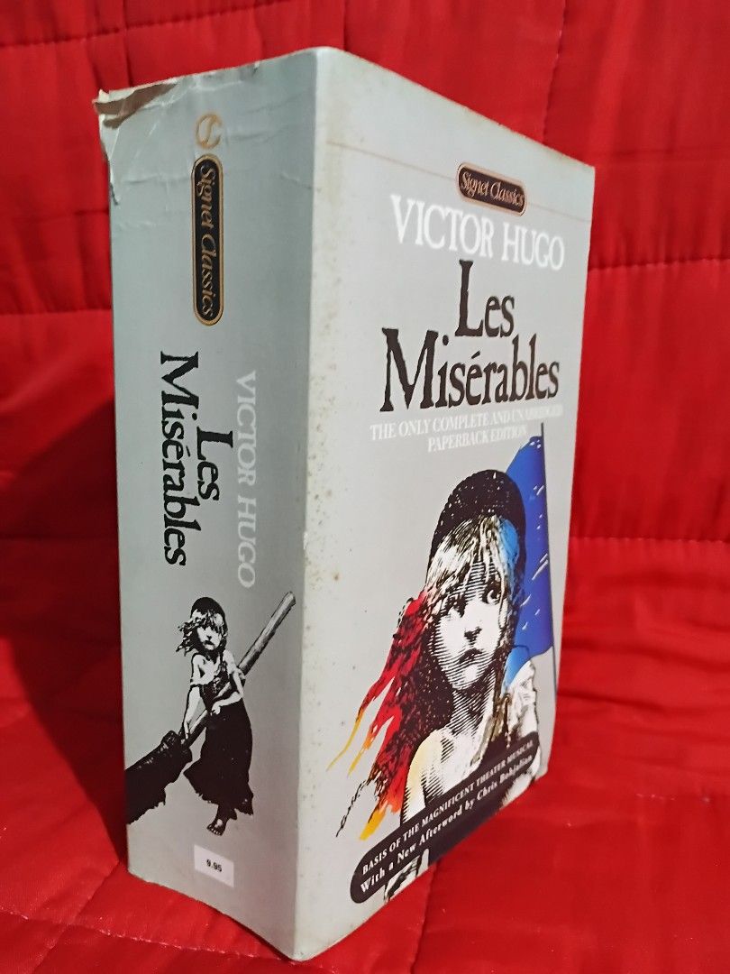 Les Misérables by Victor Hugo Signet Classics Paperback (Category: Storybooks) located in Manila. Submitted by krishna_ayanami (Listing ID 1467332906, Image 3). Description: Classic novel by Victor Hugo, Signet Classics paperback edition. Complete and unabridged translation. Basis for the famous theater musical with a new afterword by Chris Bohjalian. Pages have yellowing from age. Cover shows edge wear and some spots, spine has creases and botto