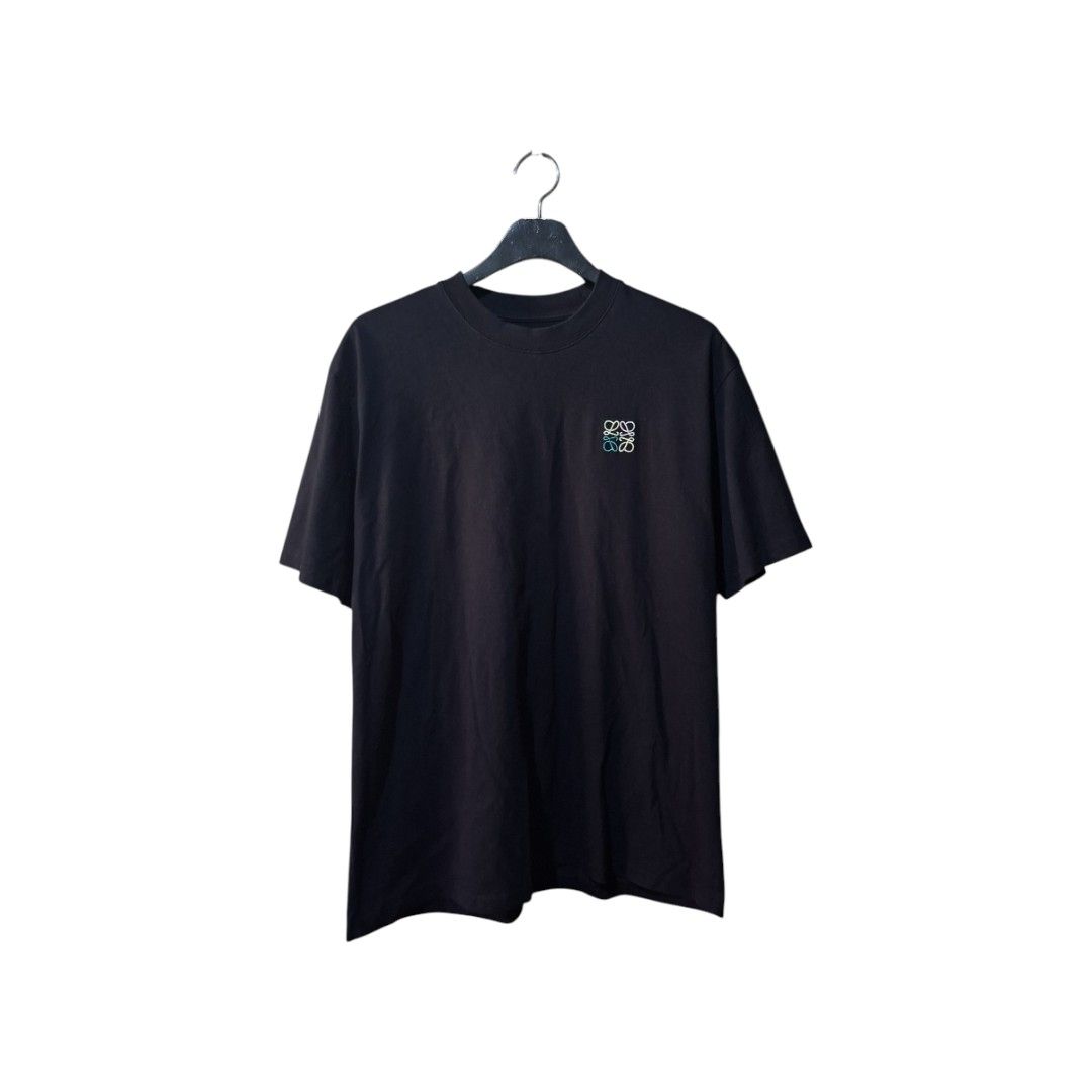 Loewe Multicolour Logo Embroidered (Category: Luxury Apparel) located in Leyte. Submitted by jpsrvd19 (Listing ID 1467185658, Image 1). Description: - Brand: Loewe Multicolour Logo Embroidered - Color: Black - Fit: Relaxed, daily wear staple - Material: Soft, comfortable cotton - Details: Embroidered anagram logo patch with pastel green, yellow, and purple thread - Neckline: Clean crew neck - Condition/Notes: Inner tag intact at the hemline.