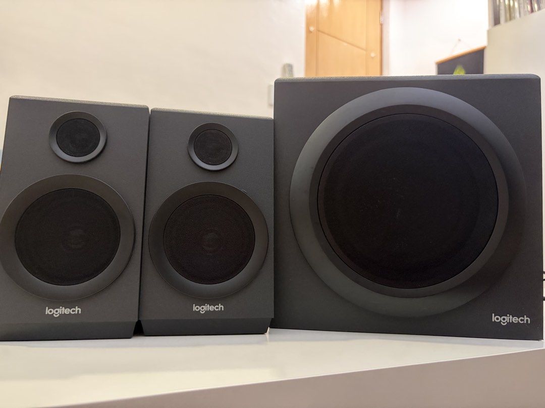 Logitech Z333 Speaker (Category: Soundbars, Speakers & Amplifiers) located in Santa Rosa. Submitted by fiercehorse.4cd05b (Listing ID 1467177661, Image 1). Description: Logitech Z333 Multimedia Speaker System (Black) Includes two satellite speakers and a powerful subwoofer with a dedicated bass control knob ! One of the cables shows slight tear - need to tape with insulation tape .
