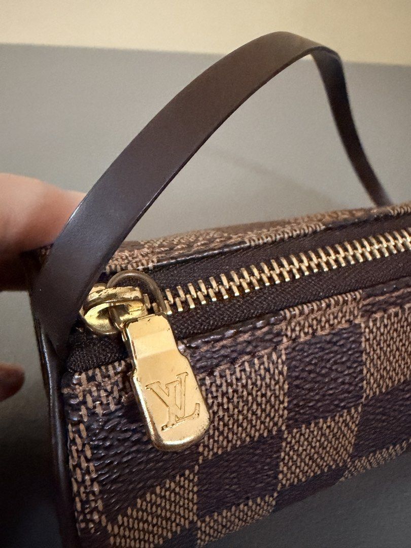 Louis Vuitton Damier Ebene Mini Papillon (Category: Luxury Bags & Wallets) located in Pasig City. Submitted by stuffrightnow (Listing ID 1467241455, Image 3). Description: - Authentic Louis Vuitton barrel bag in Damier Ebene canvas - Iconic brown and dark brown checkered pattern - Elegant gold-tone hardware - Secure top zip closure with signature LV pull tab - Single leather strap with convenient clasp attachment - Subtle Louis Vuitton Paris sign