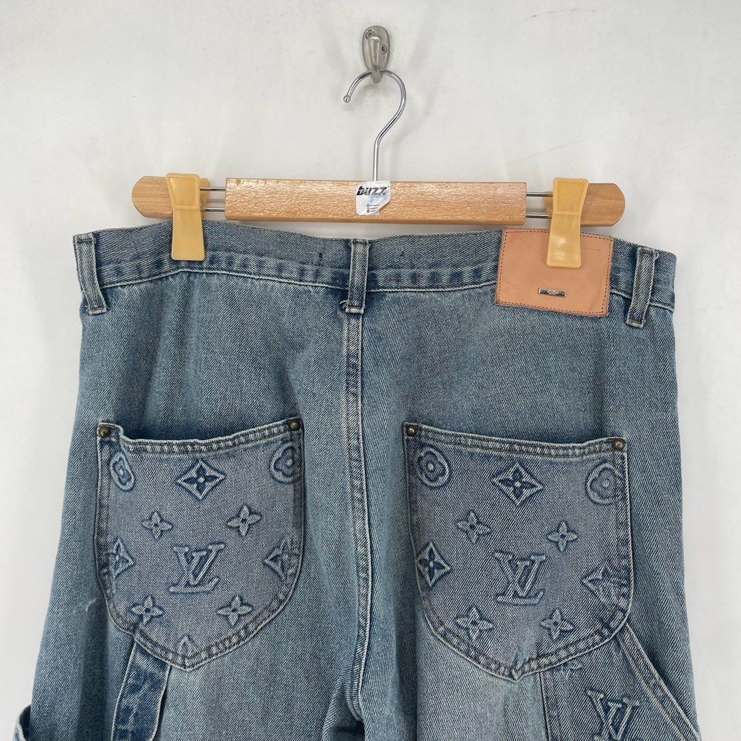 Louis Vuitton Monogram Double Knee Carpenter Denim Workwear Pants (Category: Jeans) located in Manila. Submitted by buzz.garments (Listing ID 1467356059, Image 3). Description: Size: XL on tag Dimensions(inches) -Waist/Width: 35” -Hip: 22” -Front Rise: 13” -Thigh: 12” -Inseam: 30” -Outseam/Length : 41” -Leg Opening: 8 Just a heads-up, the zipper on the cuff is a bit stiff and isn’t working, and it’s missing the slider. But no worries, it’s a simp