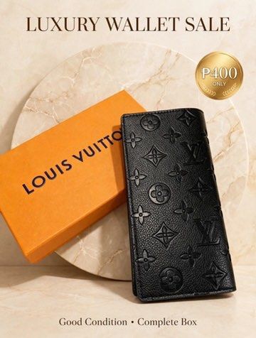 Louis Vuitton Monogram Empreinte Long Wallet with Box (Category: Luxury Bags & Wallets) located in Manila. Submitted by mightyriver.428a6a (Listing ID 1467198446, Image 1). Description: - Color & Design: Sleek black with embossed monogram - Material: Premium pebbled leather texture - Interior: Multiple card slots and compartments, very clean - Condition: Excellent, ready to use - Inclusions: Comes with a matching orange Louis Vuitton box.