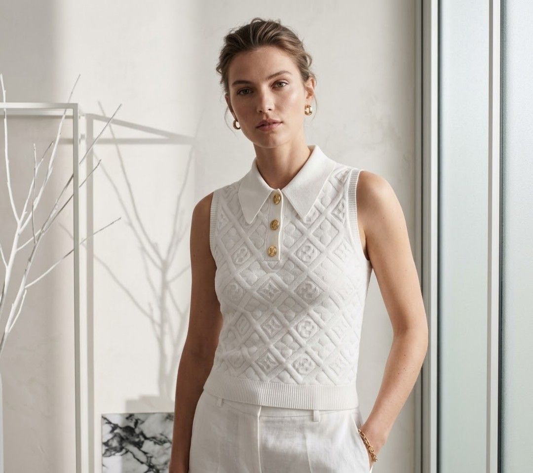 Louis Vuitton Monotone Embossed Knit Top (Category: Luxury Apparel) located in Bacolod City. Submitted by luxtrend.ph (Listing ID 1467185611, Image 1). Description: Louis Vuitton Monotone Embossed Knit Top •Photos may vary due to lighting✨ •For Women •Size: Small to Large can fit •Condition: Excellent •Issues: None •Actual Color: White •Color Rate: 9.8/10 •Complete tags •₱rice: 2,280 shipped🏷 DM to purchase🛒🛒🛒 Courier: J&T Express MOP: Gcash 
