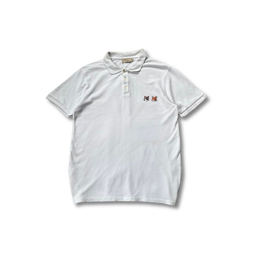 Maison Kitsune Double Fox Head Polo Shirt (Category: Tshirts & Polo Shirts ) located in Panabo. Submitted by curated.dept (Listing ID 1467275877, Image 1). Description: size medium 20.5 width, 29 length excellent condition 9/10 color rate very unnoticeable washable stain no major flaws.