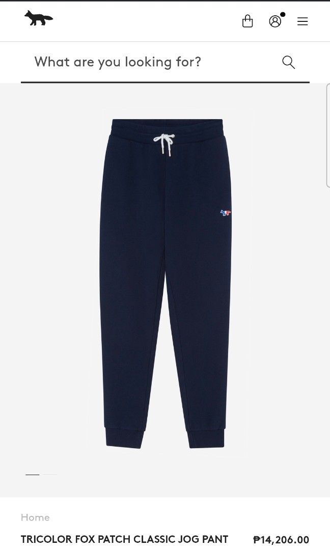 MAISON KITSUNE Tricolor Logo Patch Jogger (Category: Joggers) located in San Pablo. Submitted by pablo_pablo25 (Listing ID 1467185250, Image 2). Description: waist 26-30 lenght 38 9.5/10 color no issue.