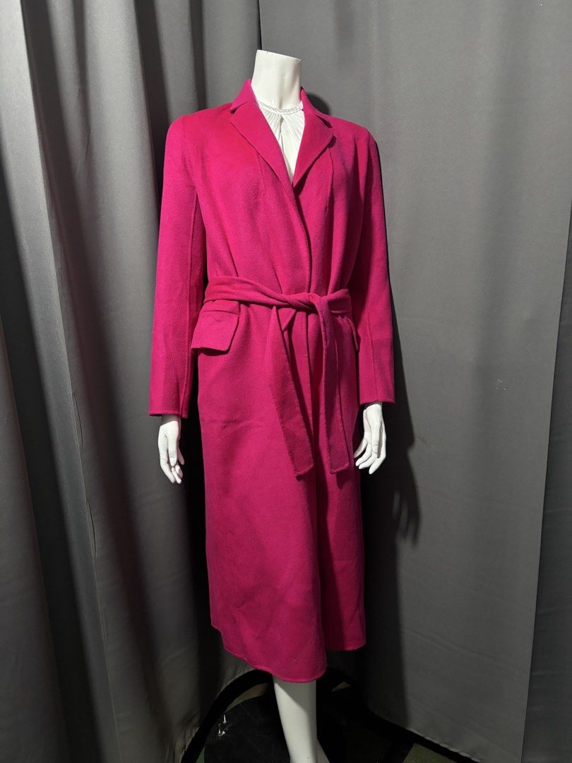 Maje Wool/Silk Long Coat Pink with Belt (Category: Coats, Jackets and Outerwear) located in Baguio. Submitted by thecollector2600 (Listing ID 1467280940, Image 3). Description: Pit to pit-18” Length-44” Shoulder to shoulder-14.5” Sleeves24”.