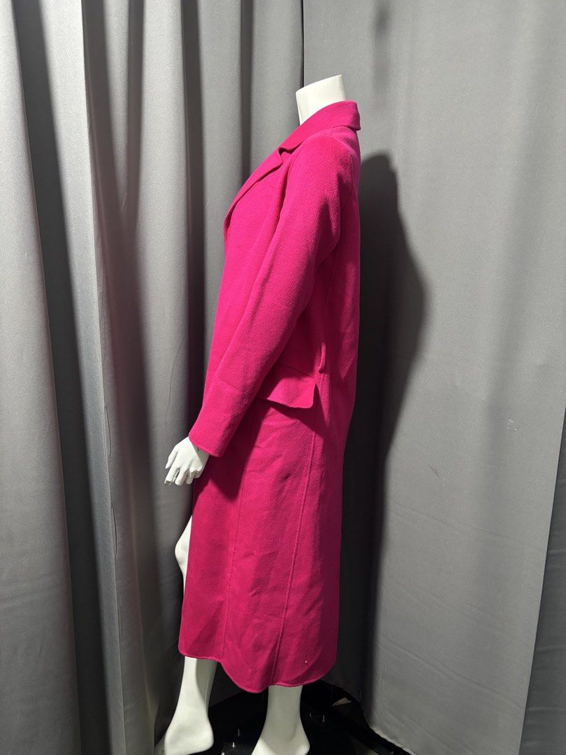 Maje Wool/Silk Long Coat Pink with Belt (Category: Coats, Jackets and Outerwear) located in Baguio. Submitted by thecollector2600 (Listing ID 1467280940, Image 2). Description: Pit to pit-18” Length-44” Shoulder to shoulder-14.5” Sleeves24”.