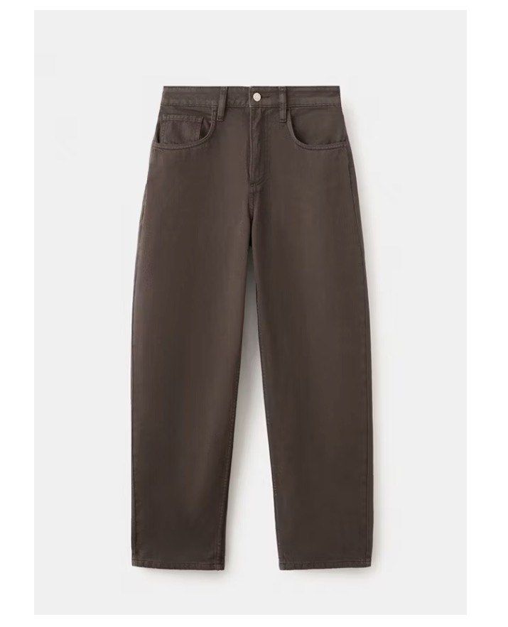 Mango High-Waisted Barrel Jeans (Category: Jeans) located in Taguig. Submitted by brgirrrl (Listing ID 1467229187, Image 1). Description: Brown High-Waisted Barrel Jeans from MNG Size- US 4 (Waist: 36cm,Length: 101cm) Bought online; Used once only .