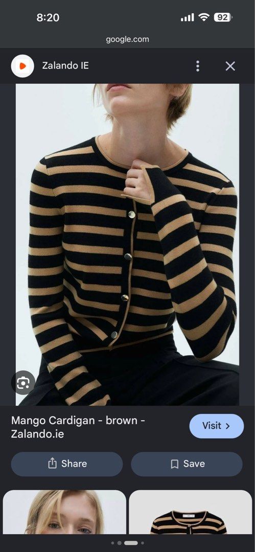 Mango Striped Cardigan Black Brown (Category: Coats, Jackets and Outerwear) located in Makati City. Submitted by camdeclutters (Listing ID 1467297314, Image 1). Description: - Brand: MNG (Mango) - Size: Medium - Color: Black and brown stripes - Design: Classic round neckline, button-down front, long sleeves with contrasting trim - Material: Lightweight knit, great for layering - Condition: Brand new with tags.