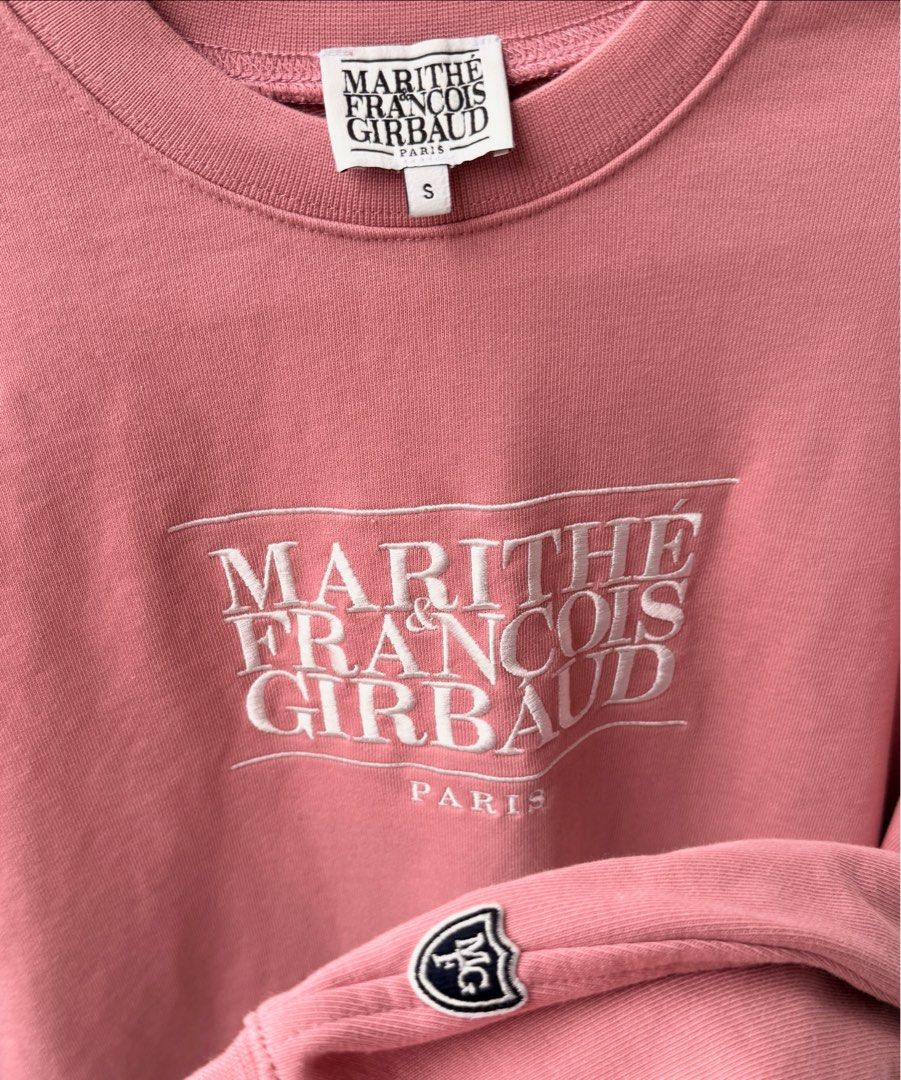 Marithe Francois Girbaud Pink Embroidered Logo Sweatshirt Size S (Category: Coats, Jackets and Outerwear) located in Caloocan City. Submitted by wisefalcon-fdc6 (Listing ID 1467267688, Image 3). Description: - Brand: Marithe Francois Girbaud Paris - Color: Pink - Size: S - Material: Comfortable fleece fabric - Design: White embroidered logo with framed border across the chest - Details: Small logo patch on the sleeve, crew neck, ribbed cuffs and 