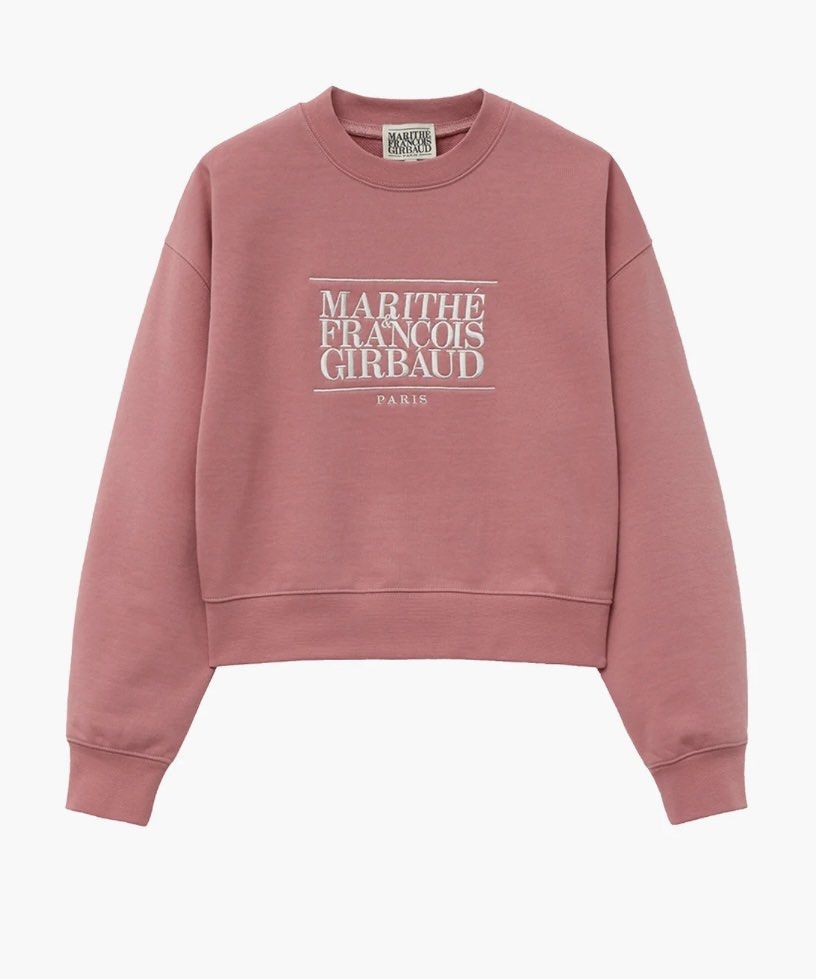 Marithe Francois Girbaud Pink Embroidered Logo Sweatshirt Size S (Category: Coats, Jackets and Outerwear) located in Caloocan City. Submitted by wisefalcon-fdc6 (Listing ID 1467267688, Image 1). Description: - Brand: Marithe Francois Girbaud Paris - Color: Pink - Size: S - Material: Comfortable fleece fabric - Design: White embroidered logo with framed border across the chest - Details: Small logo patch on the sleeve, crew neck, ribbed cuffs and 