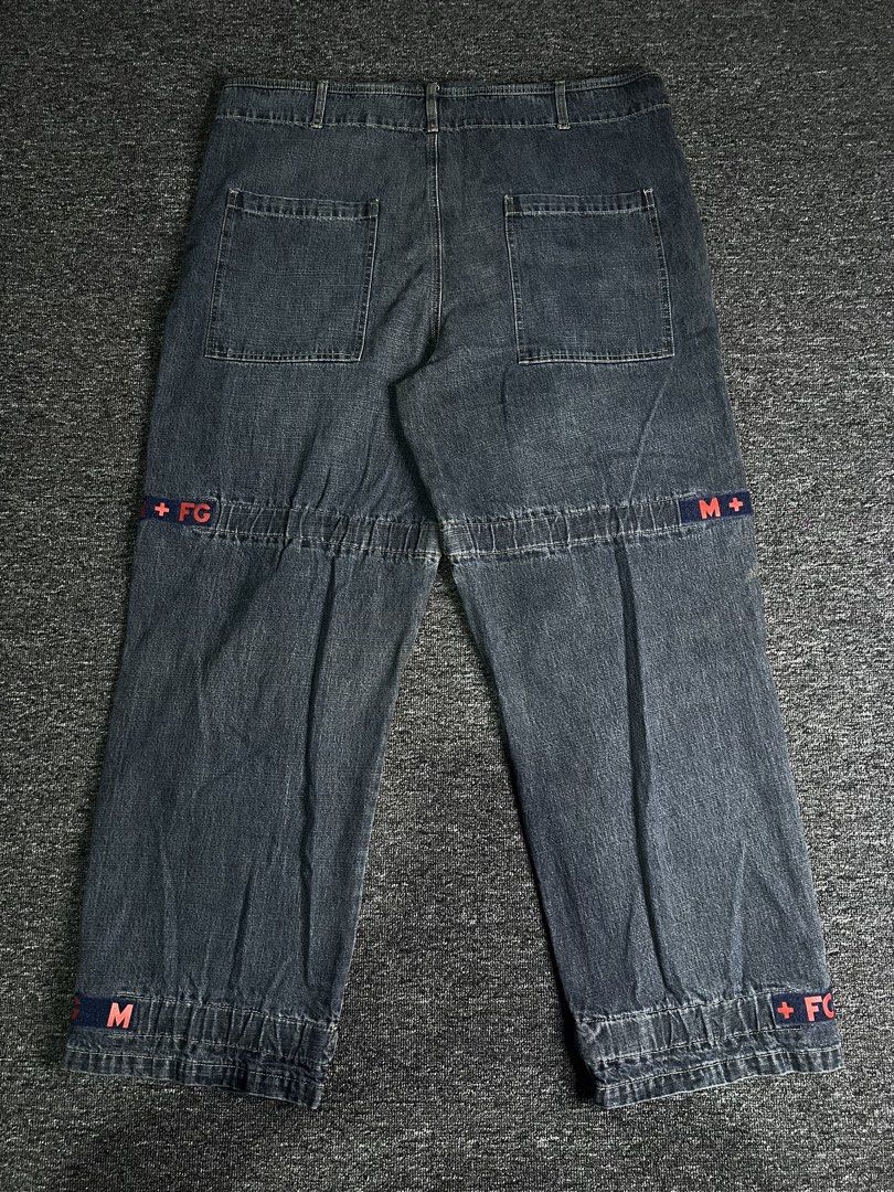 MFG Shuttle Strap Denim Overalls (Category: Jeans) located in Manila. Submitted by thrifty.4pp4rels (Listing ID 1467308341, Image 2). Description: Shipping fee shouldered by the buyer Issues: None Measurements: Pants W 45 L 46 Thigh 16.5 Hem 11.