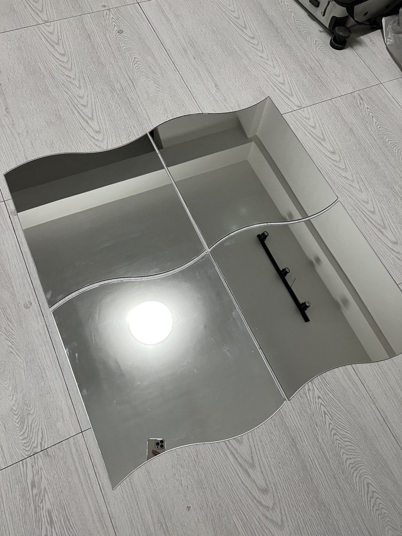 Mirror Krabb Ikea Wave border frameless wall mirror (Category: Mirrors) located in Las Pinas. Submitted by seyswift (Listing ID 1467242338, Image 2). Description: - Frameless glass mirrors with unique wavy edges - Modular design: arrange together as one statement wall piece or spread across different rooms - Crystal clear and clean reflective surfaces - Perfect for living rooms, bedrooms, or entryways - Note: Mounting hardware included 📌SOLD PER
