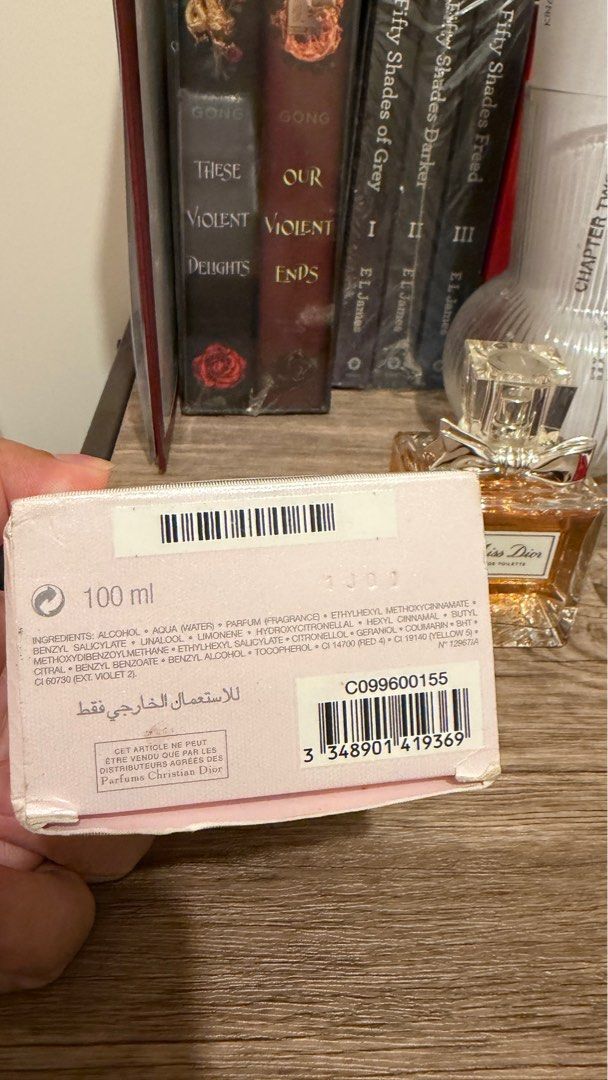 Miss Dior Eau De Toilette 100ml (Category: Fragrance & Deodorants) located in San Mateo. Submitted by caseylee05 (Listing ID 1467192970, Image 2). Description: - Authentic Miss Dior Eau De Toilette (100ml bottle) - Classic, elegant floral scent - Comes with original box - Features the iconic metal bow cap - Generous amount of juice remaining - Kept in great, well-maintained condition - 100% authentic and ready to ship.