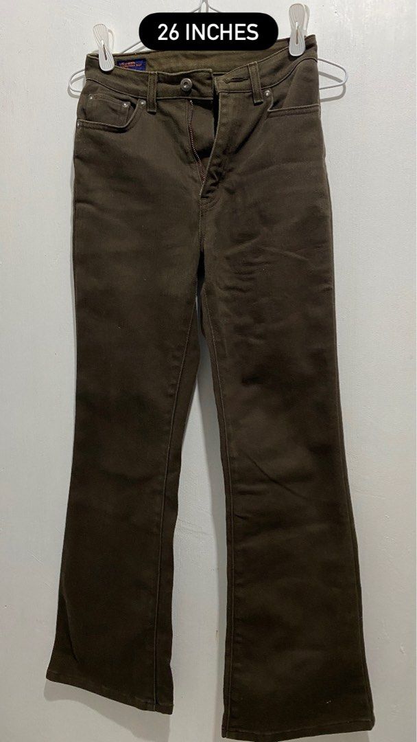 Miss Edwin International Basic Flex Olive Green Jeans 26 (Category: Jeans) located in Ozamiz City. Submitted by icadls (Listing ID 1467215009, Image 1). Description: - Brand: Miss Edwin - Color: Olive Green - Size: 26 - Fit: Classic flare cut - Material: Flex stretch fabric for ultimate comfort - Features: Zip fly with button closure, two front pockets, two back pockets - Condition: Clean with no major flaws - Perfect everyday wardrobe staple.