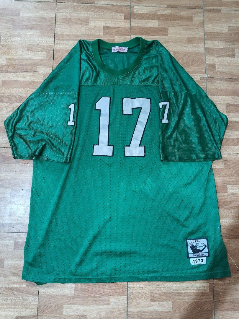 Mitchell & Ness Harold Carmichael 1973 Throwbacks Jersey (Category: Activewear) located in San Jose del Monte. Submitted by warai.oni (Listing ID 1467212568, Image 2). Description: - Brand: Mitchell & Ness Throwbacks Authentics - Player: Harold Carmichael (No. 17) - Era: 1973 Throwback Edition - Material: Green mesh fabric with stitched white numbers and lettering - Origin: Made in Korea with official Nostalgia Co. collar label - Condition: Excel