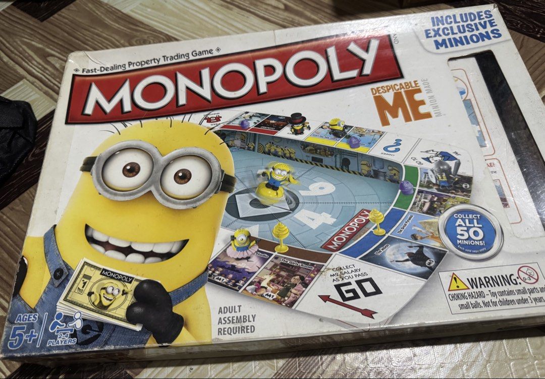 Monopoly Despicable Me Minion Made Board Game (Category: Board Games & Puzzles) located in San Pedro. Submitted by pageturner19 (Listing ID 1467176514, Image 1). Description: - Game: Monopoly Junior Despicable Me Minions Edition - Players: 2 to 4 players - Recommended Age: 5 years and up - Inclusions: Minion tokens, spinner pod, Monopoly money, property cards, chance cards, and game pieces - Condition: Complete contents neatly packed in original 