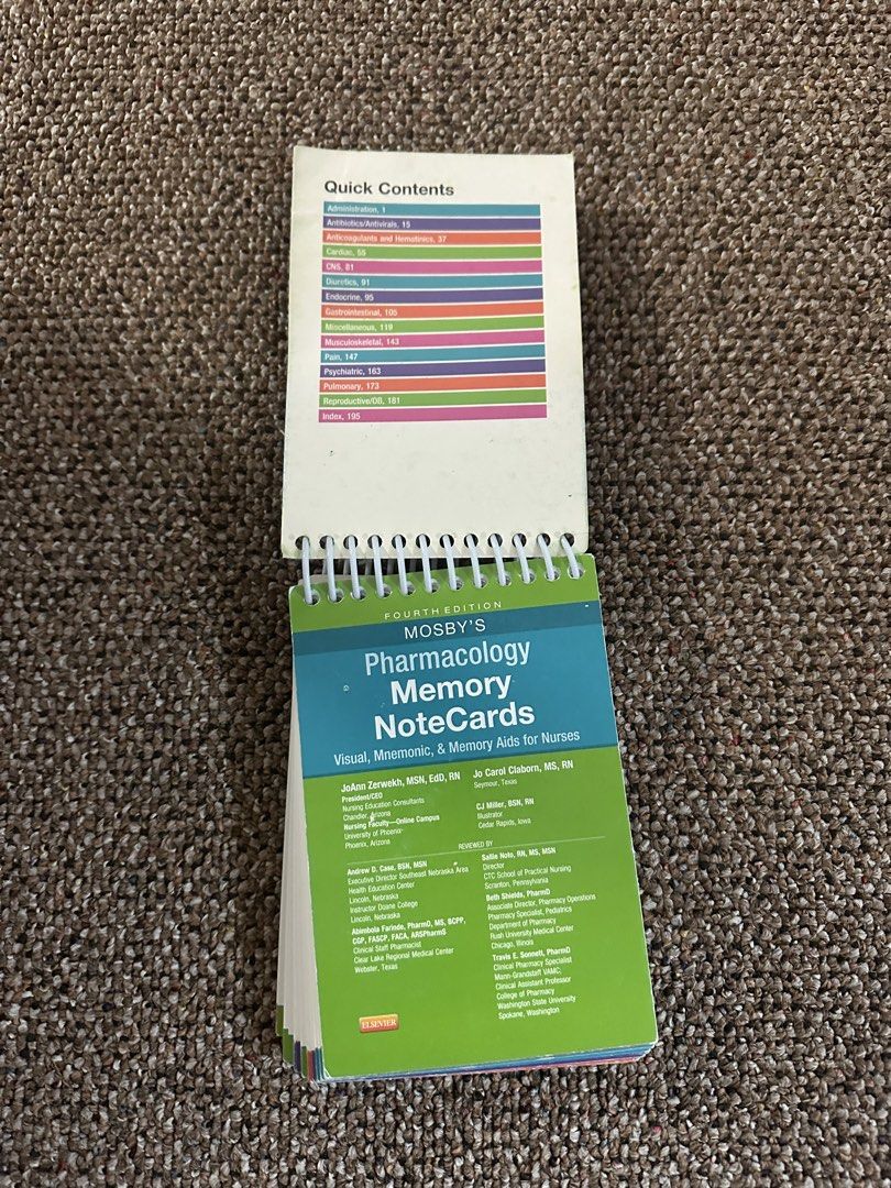 Mosby's Pharmacology Memory NoteCards: Visual, Mnemonic, and Memory Aids for Nurses (Category: Textbooks) located in Quezon City. Submitted by affordableitemsfromusa (Listing ID 1467358889, Image 2). Description: feb to march eta.