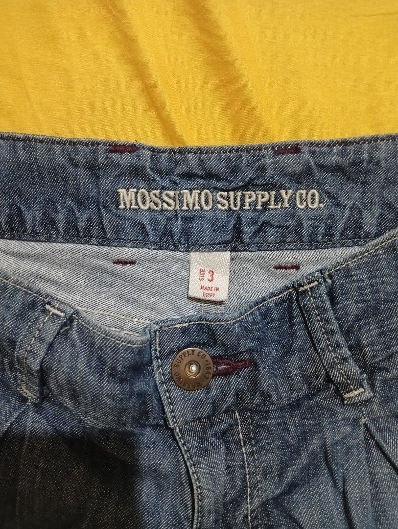 Mossimo Supply Co Denim Shorts (Category: Shorts) located in Lingayen. Submitted by mixxvarietycollections (Listing ID 1467314340, Image 3). Description: - Brand: Mossimo Supply Co - Item: Denim shorts - Color: Blue - Size: Tagged Size 3(tape measure: 30) - Origin: Made in Egypt - Features: Button closure, front pockets, pleated waist details, and two back pockets with flap closure - Condition: Great casual piece in classic style.