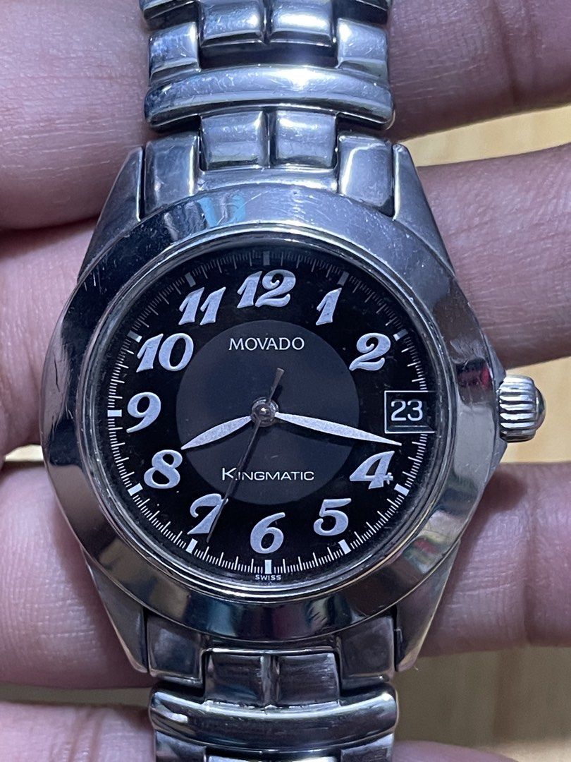 Movado Kingmatic (Category: Men's Watches) located in Taguig. Submitted by tester1x (Listing ID 1467284834, Image 2). Description: Movado Kingmatic Swiss Made Automatic Black Dial All Stainless Steel Case & Bracelet 32.6mm 7inch wrist plus size .