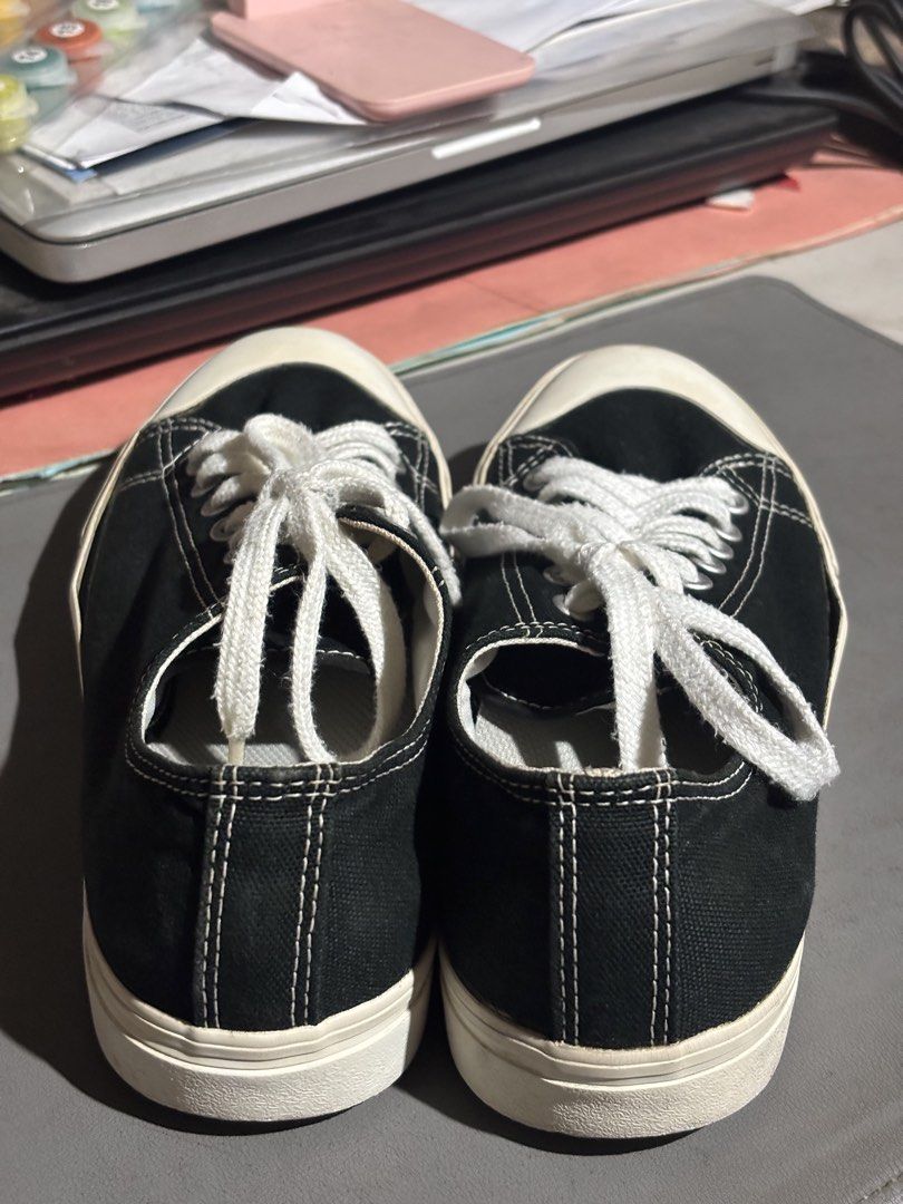 MUJI Black Canvas Low-Top Sneakers (Category: Sneakers) located in Manila. Submitted by andy031602 (Listing ID 1467324853, Image 3). Description: - Style: Classic black canvas low-top sneakers - Design: Contrast white stitching with white laces and thick white rubber soles - Look: Clean and versatile for casual everyday outfits - Fit: Comfortable for all-day daily wear.