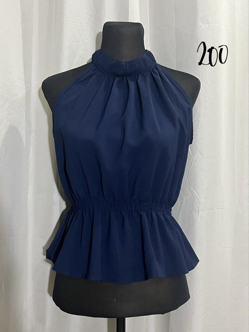 Navy blue halter neck peplum top (Category: Blouses) located in Las Pinas. Submitted by jilanah (Listing ID 1467349245, Image 1). Description: .