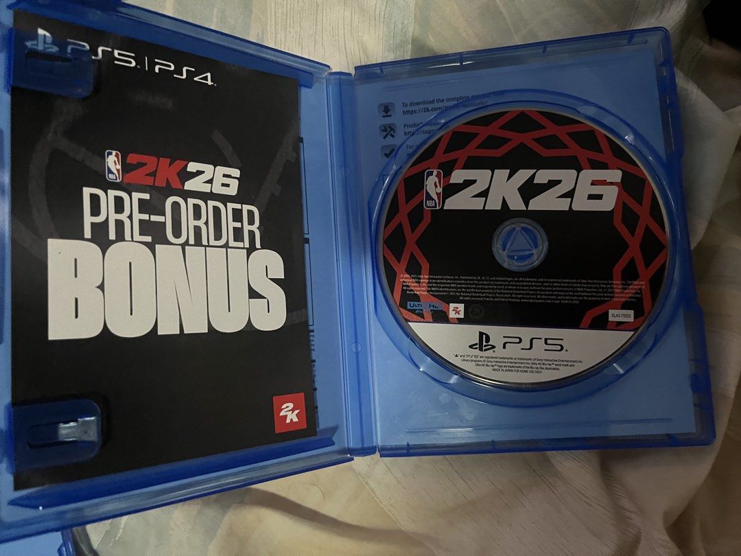 NBA 2K26 PS5 Game Disc (Category: PlayStation) located in Manila. Submitted by christiandl (Listing ID 1467267647, Image 1). Description: - Platform: PlayStation 5 - Condition: Like new, disc is 100% scratch-free and working perfectly - Inclusions: Original blue case, game disc - Perfect for basketball fans looking for the latest gameplay - Fast transaction and quick deal ready!.