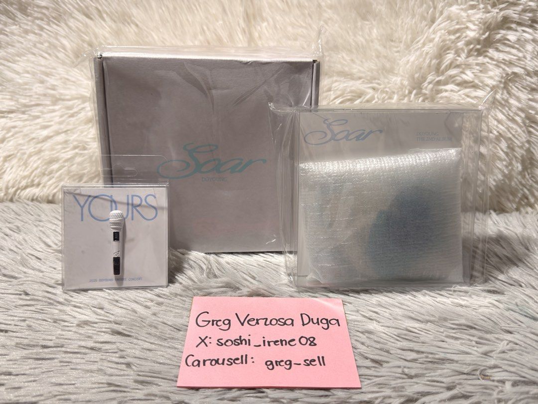 nct Doyoung SOAR MD badge memory set wind chimes (Category: K-Wave Merchandise) located in Candon. Submitted by greg_sell (Listing ID 1467315444, Image 1). Description: All are opened but complete Memory set 2,900 Wind chimes set 1700 Badge 450.
