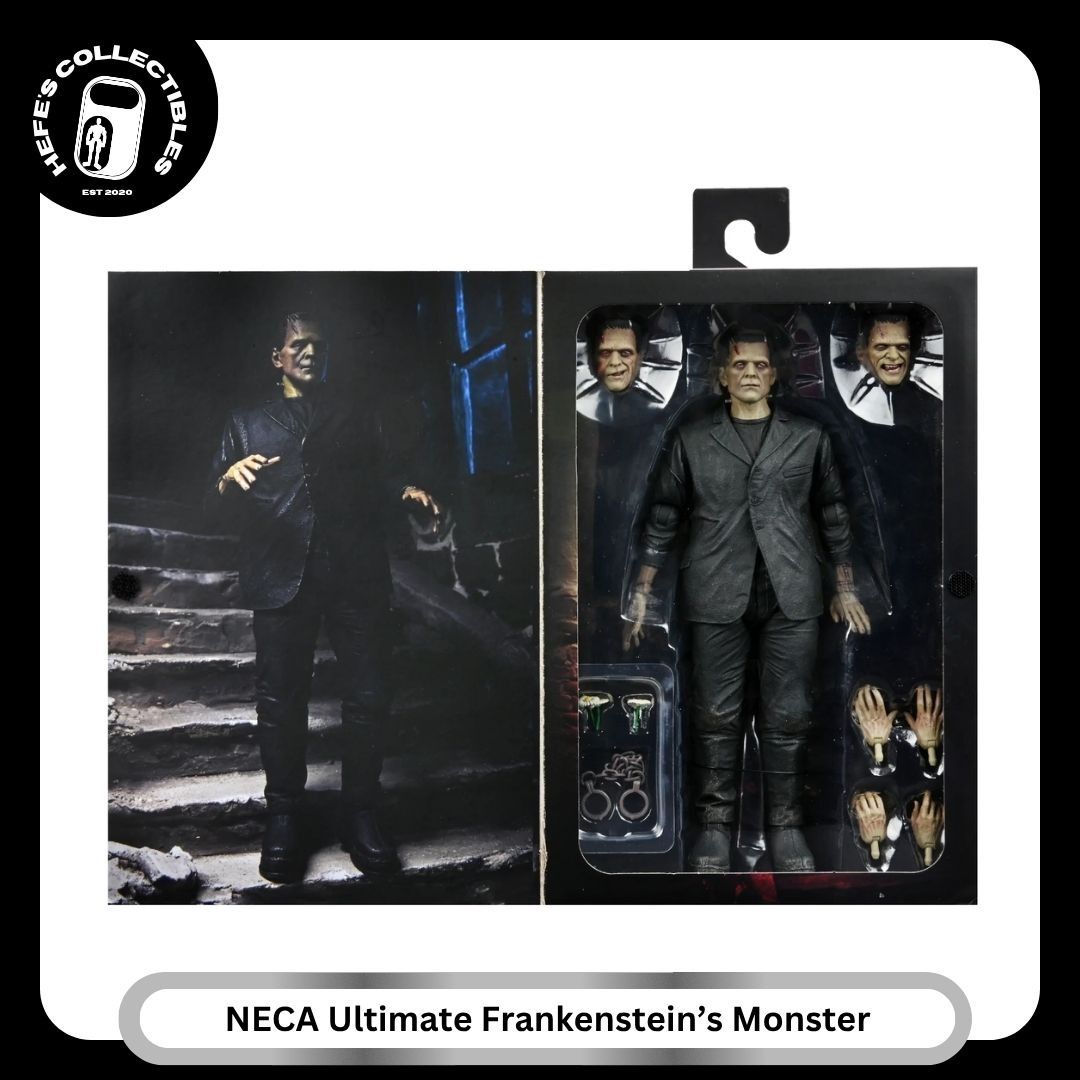 NECA Universal Monsters Ultimate Frankenstein's Monster Action Figure (Category: Figurines & Statues) located in Malabon City. Submitted by hefescollectibles (Listing ID 1467206243, Image 3). Description: - Official NECA Universal Monsters Frankenstein's monster action figure - Highly detailed sculpt with full articulation for dynamic posing - Includes 3 interchangeable head sculpts and multiple pairs of hands - Comes with iconic accessories: dai
