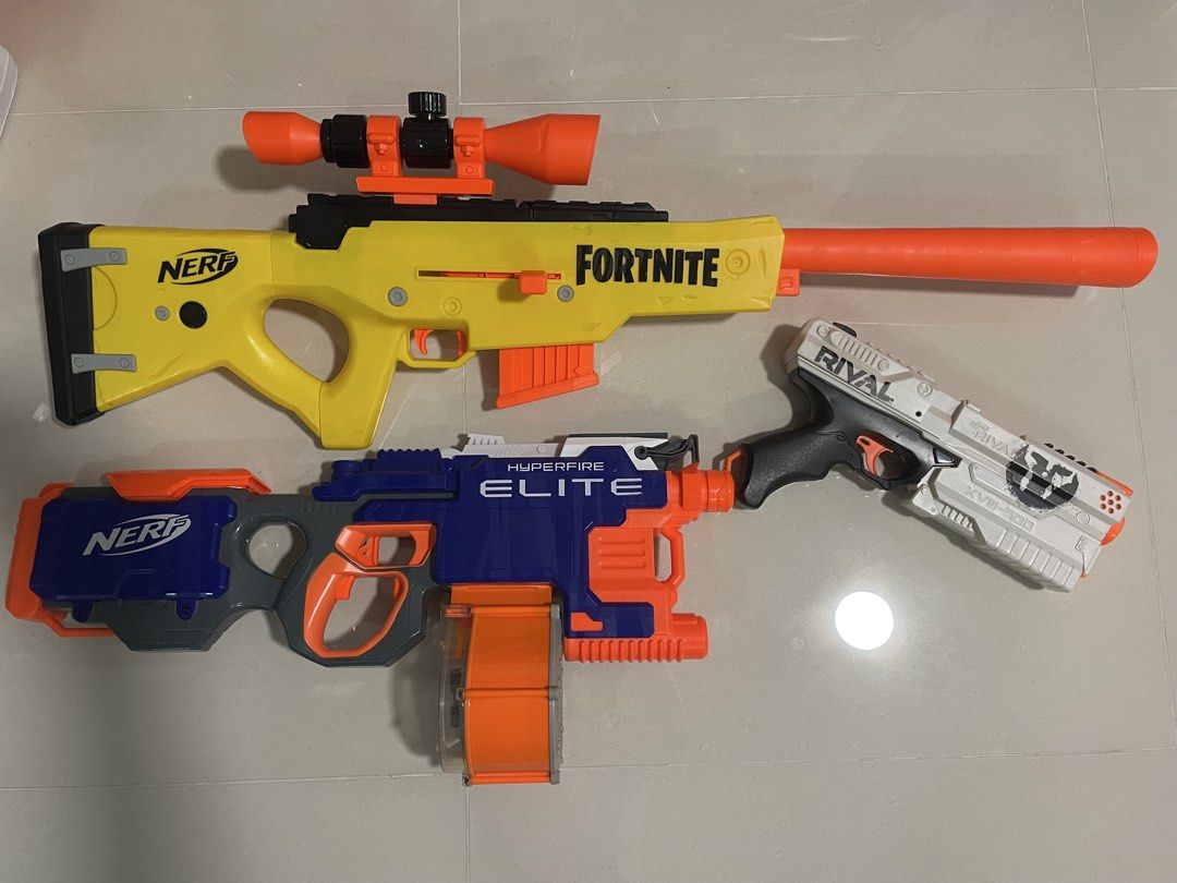 Nerf assorted bundle (Category: Action & Battle Toys) located in Singapore. Submitted by soulofvintage (Listing ID 1467171431, Image 1). Description: Selling as it is All working Condition good Take note rival not suitable for kids Mod up spring heavy.
