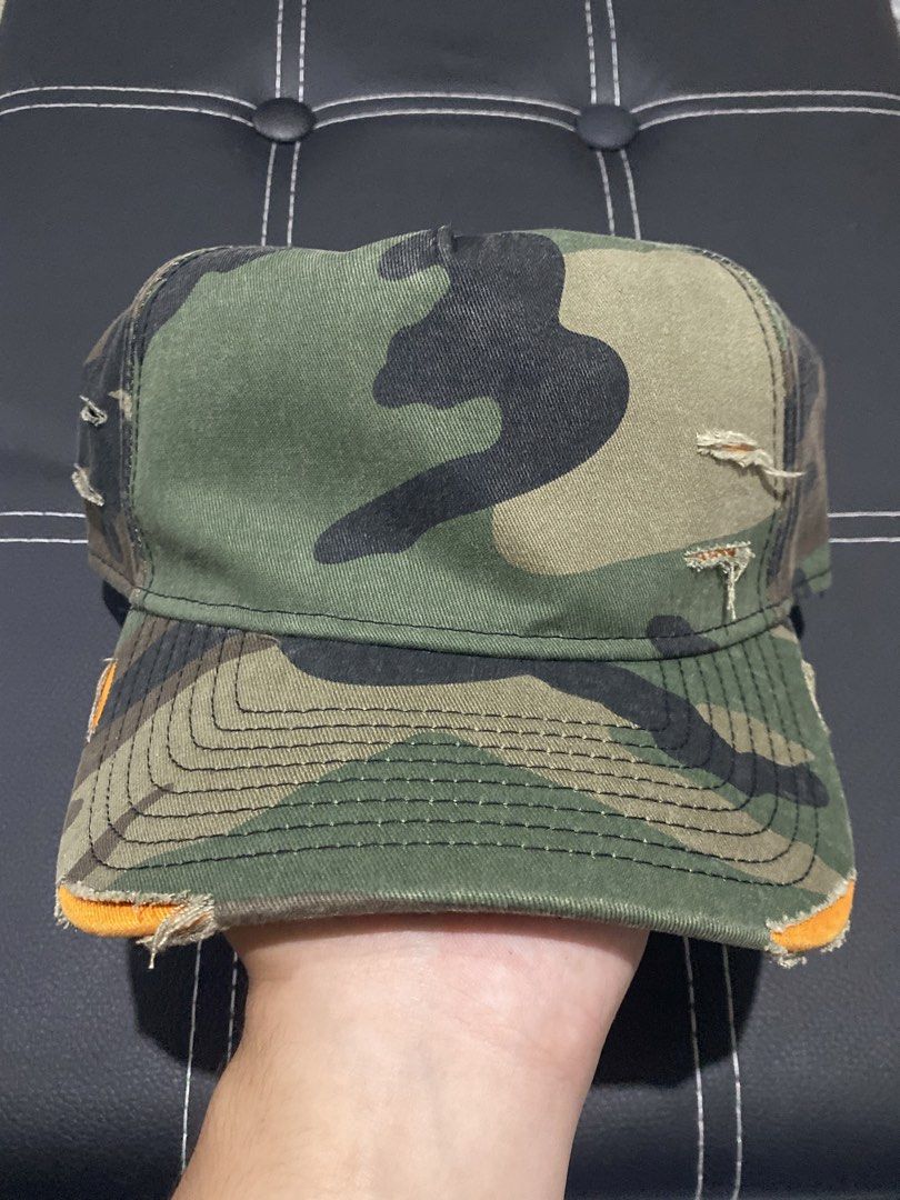 New Era - A- Frame 9FORTY Distressed Camou Cap (Category: Caps & Hats) located in Naga. Submitted by junked_garments (Listing ID 1467223375, Image 2). Description: New Era - A - Frame 9FORTY Distressed Camou Cap 9.5/10 Condition Distressed Design No Flaws Need Wash Authentic OSFM Dm me to purchase!.