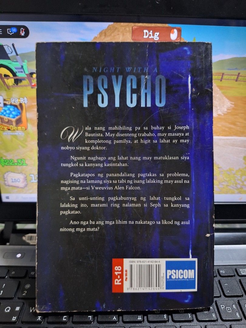 Night With A Psycho by Saviorkitty (Category: Storybooks) located in Pasig City. Submitted by zelzelly (Listing ID 1467326082, Image 2). Description: FS: (Wattpad Book) NIGHT WITH A PSYCHO by Saviorkitty RFS: Decluttering and no longer need. • 165 orig price • May tupi front cover on right side. • Good spine condition. • Bottom and middle edge paper parts of the book has stain. 📍Preferably meetups in any LRT2 stations - Accepts cash on hand and 