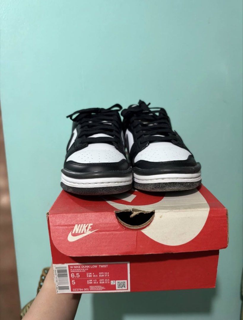 Nike Dunk Low Twist Black White (Category: Sneakers) located in Imus. Submitted by jmieeey (Listing ID 1467215549, Image 2). Description: I am selling my preloved Nike Dunk Low Twist Panda 🐼👟 Barely used, in great condition! Size: 6.5 Price: ₱ 3000 Lalamove ready. Open for meet up Imus/Makati area.