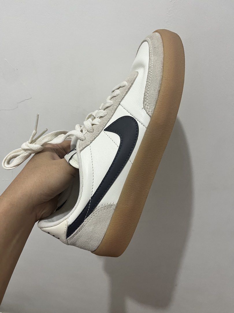 Nike Killshot 2 White Navy Gum Sole Size 6.5 (Category: Sneakers) located in San Mateo. Submitted by jessilyn910 (Listing ID 1467353344, Image 2). Description: - Brand: Nike Killshot 2 - Colorway: White leather with suede overlays, navy swoosh, and classic gum sole - Size: Men's 6.5 US / EUR 39 - Condition: Clean uppers with normal wear on soles and insoles - Inclusions: Comes with original white laces - Style: Versatile everyday casual sneakers 