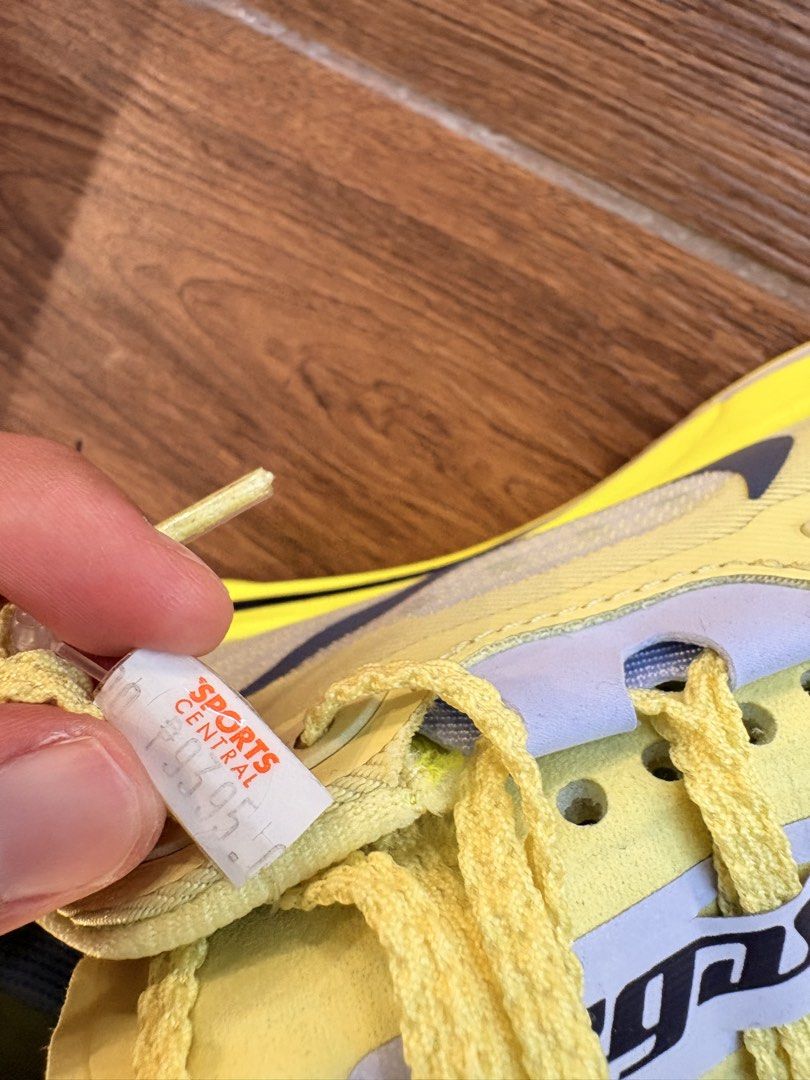 Nike Pegasus Premium plus 2 (Category: Sneakers) located in Quezon City. Submitted by edfghjklnncpl (Listing ID 1467293544, Image 3). Description: - Brand: Nike Pegasus - Color: Bright yellow with dark navy swoosh - Size: US 6.5 / UK 4 / EUR 37.5 - Condition: Brand new with Sports Central retail tag still attached - Features: Textured yellow laces, white tongue branding, blue Pegasus-printed insoles - Soles & Uppers: 100% clean and crisp.