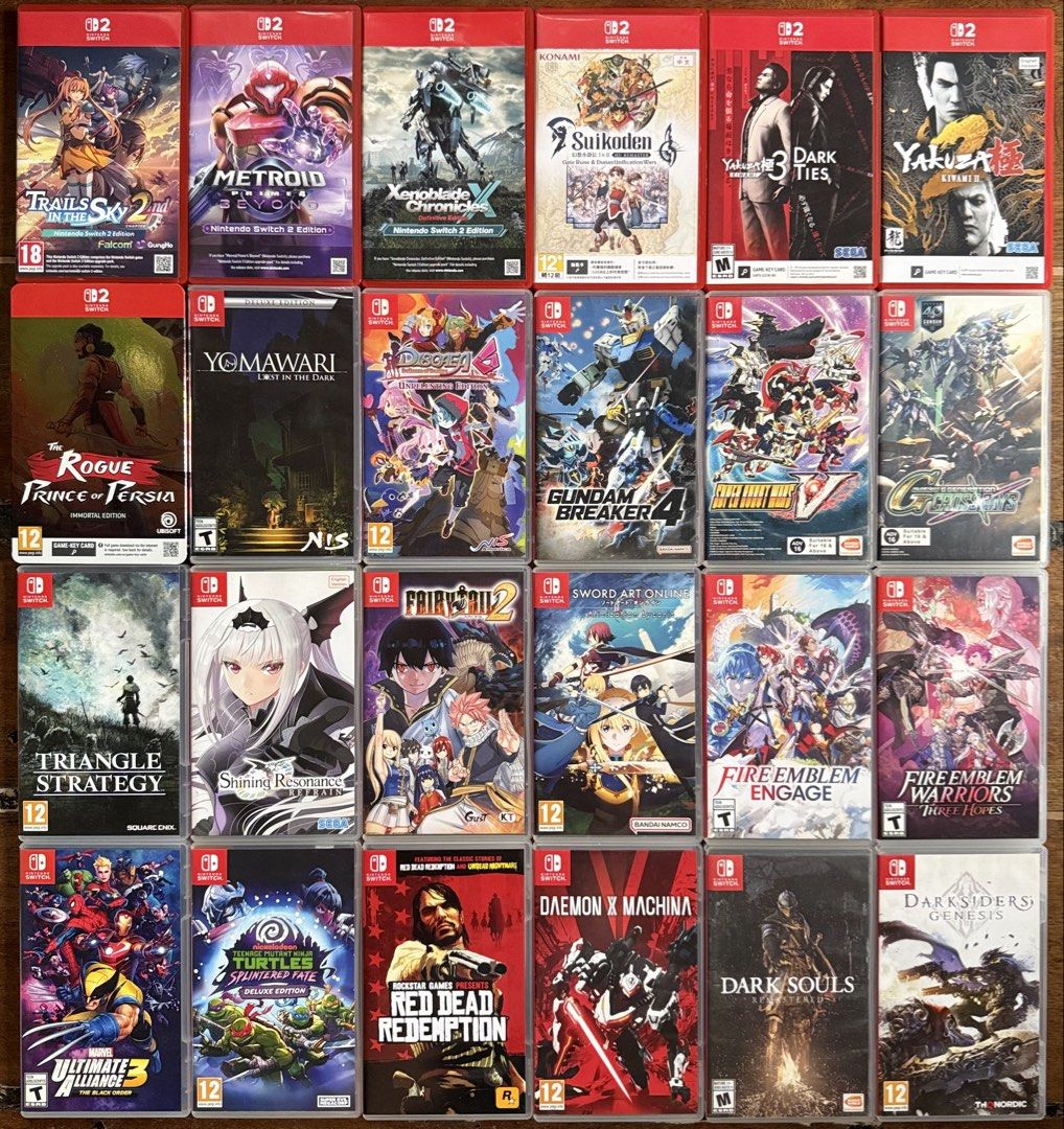 Nintendo Switch and NS2 games (Category: Nintendo) located in Manila. Submitted by gamengrind (Listing ID 1467186829, Image 1). Description: Selling or trading Trails in the Sky 2nd Chapter - 2800 Metroid Prime 4 NS2 - 2500 Xenoblade X - 2200 Suikoden - 1800 Yakuza 3 Dark Ties - 2000 Yakuza Kiwami 2 - 800 Rogue Prince of Persia Immortal Edition - 1700 Yomawari - 2000 brand new sealed Disgaea 6 - 1800 Gundam Breaker 4 - 2000 Super Robot Wars V - 2