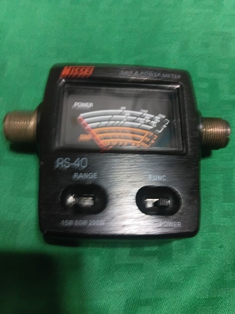 NISSEI RS-40 SWR & Power Meter (Category: Electrical, Adaptors & Sockets) located in Caloocan City. Submitted by ed_0130 (Listing ID 1467293797, Image 1). Description: - Brand: NISSEI RS-40 - Type: SWR and Power Meter for radio equipment - Frequency Range: 140-150MHz / 430-450MHz - Power Measurement: Up to 200W - Power Ranges: 15W, 60W, 200W - Build: Sturdy metal casing in black finish with standard connectors - Bonus: Instruction manual convenie