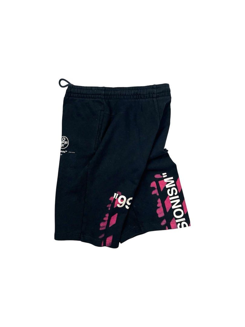 Off-White - 19SS Diag Stencil Sweatshort (Category: Shorts) located in Puerto Princesa. Submitted by rrugsgallery (Listing ID 1467329146, Image 3). Description: Off-White - 19SS Diag Stencil Sweatshort Tagged Size: Small (28-32) Length: 21 Waist (width): 14 Thigh Opening: 10 Condition: Excellent Color rate: 9.5 Flaws: Minor signs of usage.