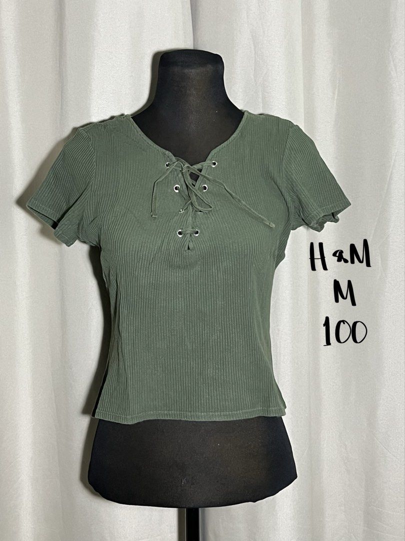 Olive green ribbed cropped shirt (Category: Shirts) located in Las Pinas. Submitted by jilanah (Listing ID 1467355215, Image 1). Description: .