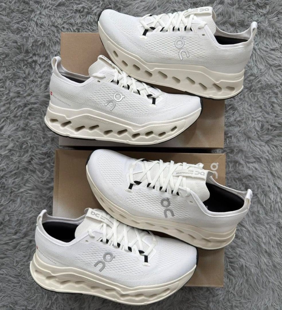On Cloudsurfer Max White (9.5M,10.5M,11M) (Category: Sneakers) located in Quezon City. Submitted by shoeplug.ph (Listing ID 1467312193, Image 1). Description: On Cloudsurfer Max White sizes available: size 9.5us M size 10.5us M size 11us M BRANDNEW / COMPLETE ₱7,000 each dm if interested.
